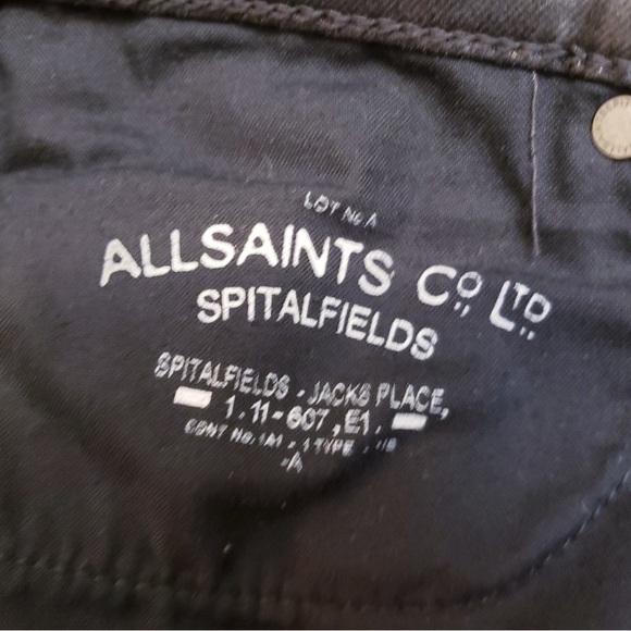 ALL SAINTS Spitalfields Petrel Brodie Faux Leather Wax Coated Black Jeans - Picture 8 of 9